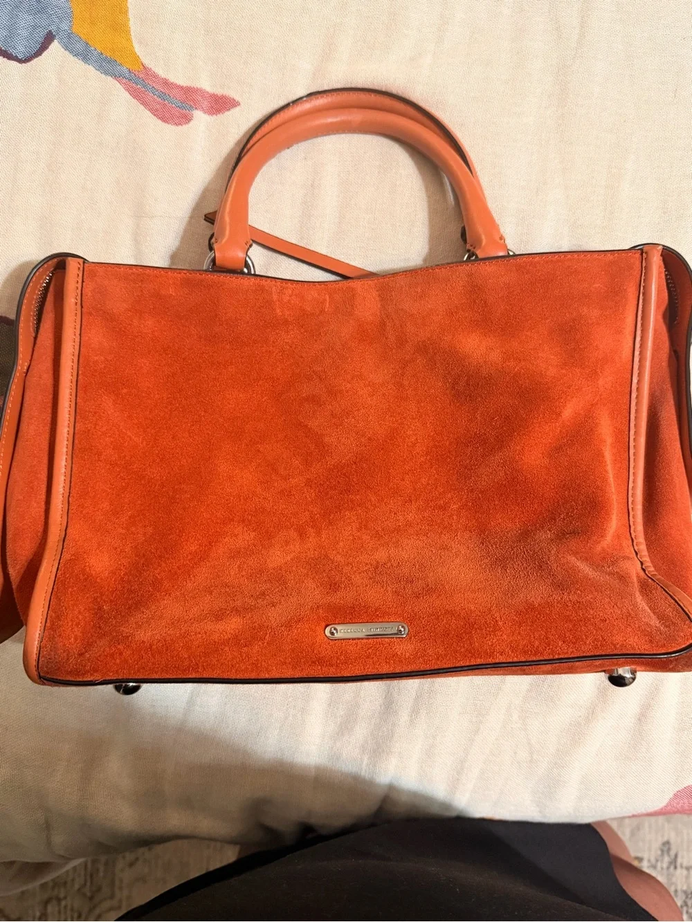 Rebecca Minkoff Orange Suede Top-Handle Satchel